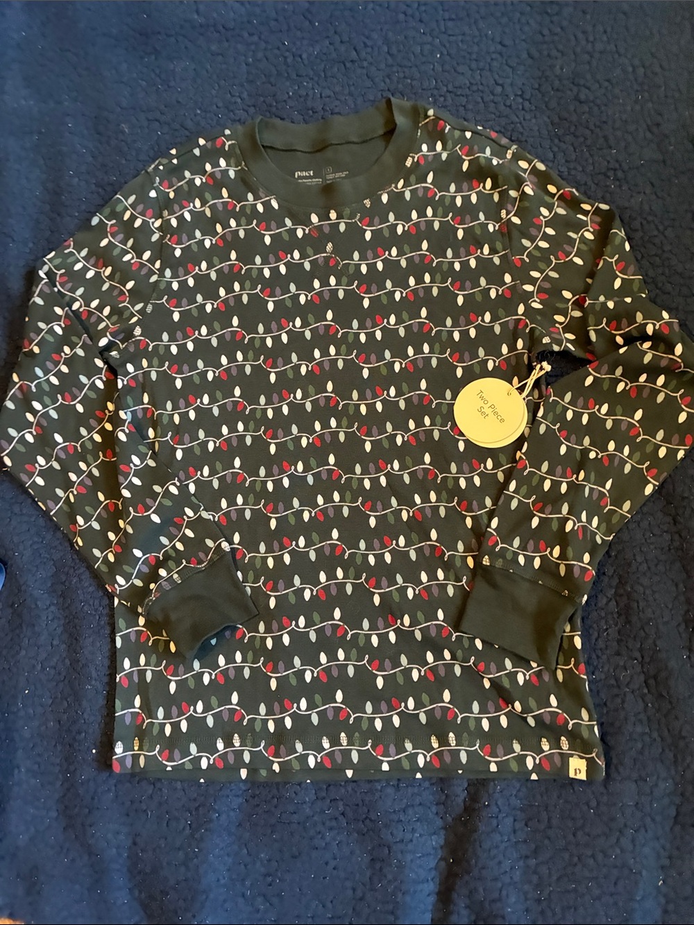 NWT Pact Black / green Long Sleeve pajama top only